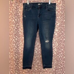 (S80) 14 Old Navy Mid-Rise Raw Hem Rockstar Super Stretch Skinny Ankle Jeans